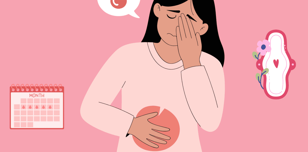 A serene and tranquil scene of a woman practicing relaxation techniques during her menstrual cycle. In the foreground, she sits cross-legged on a plush, soft rug, her eyes closed in peaceful meditation, her breathing slow and controlled. The middle ground features a diffused, warm lighting that bathes the scene in a calming glow, creating an atmosphere of introspection and self-care. In the background, simple yet elegant decor, such as potted plants and minimalist artwork, contribute to the overall sense of relaxation and harmony. The color palette is muted and soothing, with earthy tones and muted pastels predominating. The overall impression is one of a woman taking the time to nurture her physical and emotional well-being during a sensitive period. صحتكِ في فترة الدورة الشهرية