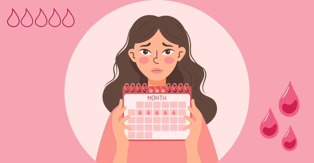 A thoughtful woman sitting cross-legged, her eyes closed in meditation, surrounded by soft pastel floral elements. Gentle rays of warm, diffused lighting create a serene, calming atmosphere. The woman's expression conveys a sense of inner peace and emotional balance, reflecting the harmony of the mind and body during the menstrual cycle. The composition emphasizes the connection between mental well-being and the natural rhythms of the female body. صحتكِ في فترة الدورة الشهرية